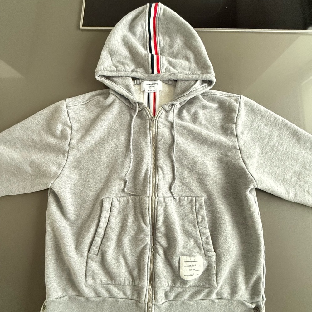 Thom Browne Classic Loopback Full Zip Hoodie